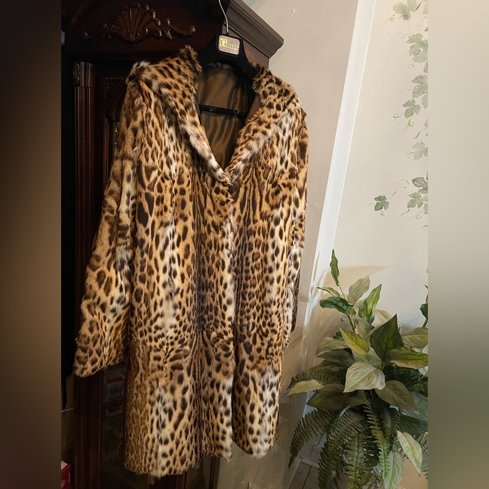 Spotted Fur Coat Hooded /Swing Style - Picture 4 of 4